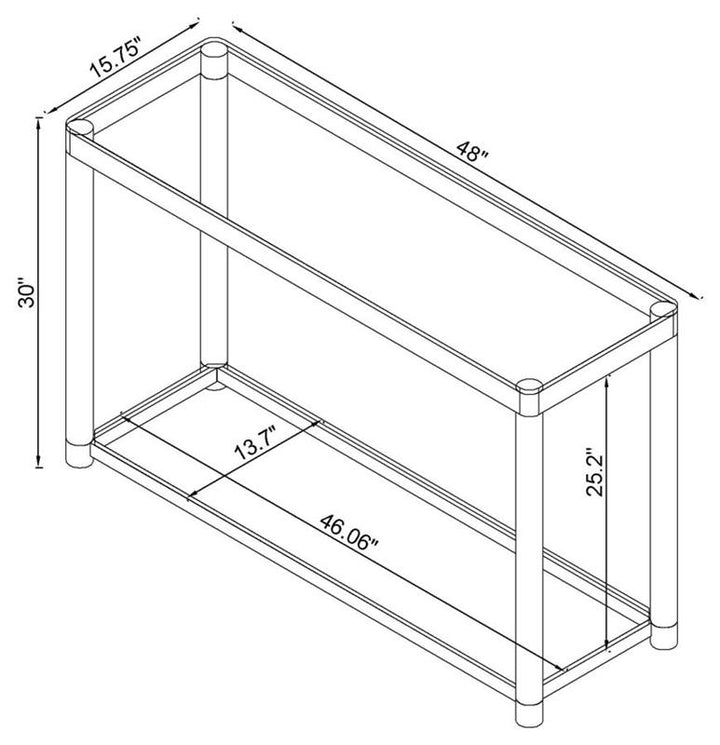 Anne Sofa Table with Lower Shelf Chrome and Clear (720749)