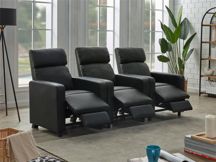 Toohey Upholstered Tufted Recliner Living Room Set Black (600181-S3B)