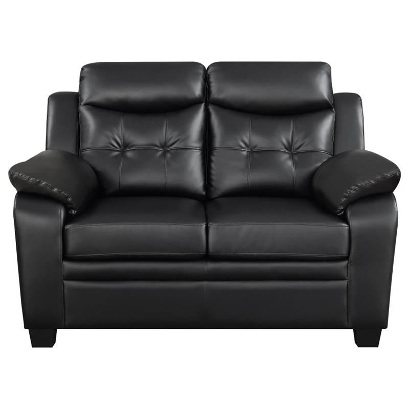 Finley Upholstered Pillow Top Arm Living Room Set Black (506551-S2)