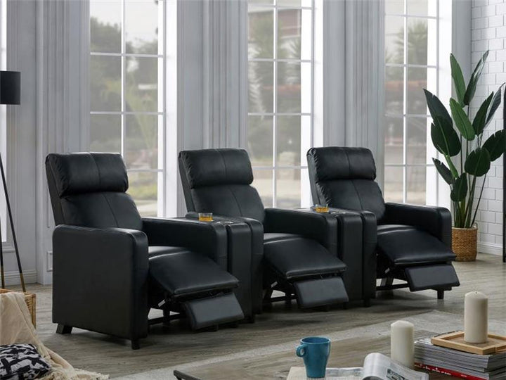 Toohey Upholstered Tufted Recliner Living Room Set Black (600181-S3A)