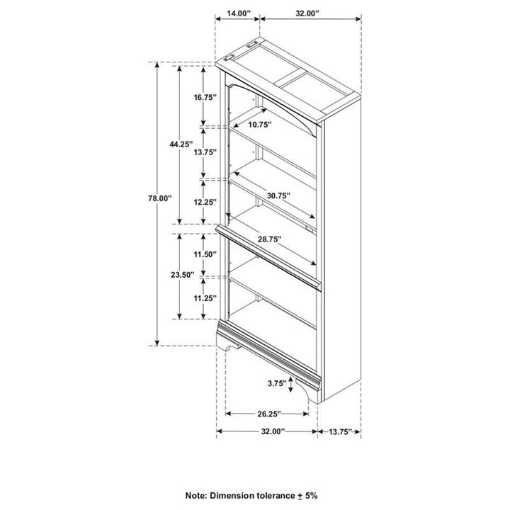 Hartshill 5-shelf Bookcase Burnished Oak (881285)