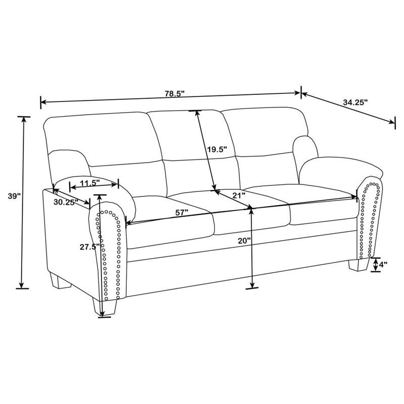 Clementine Upholstered Pillow Top Arm Living Room Set (506571-S3)