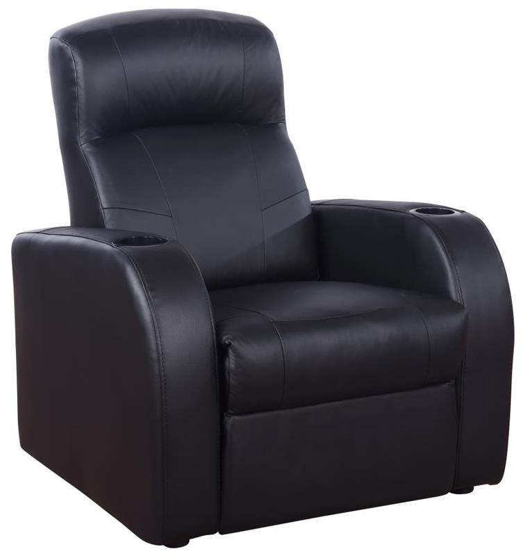 Cyrus Upholstered Recliner Living Room Set Black (600001-S4B)