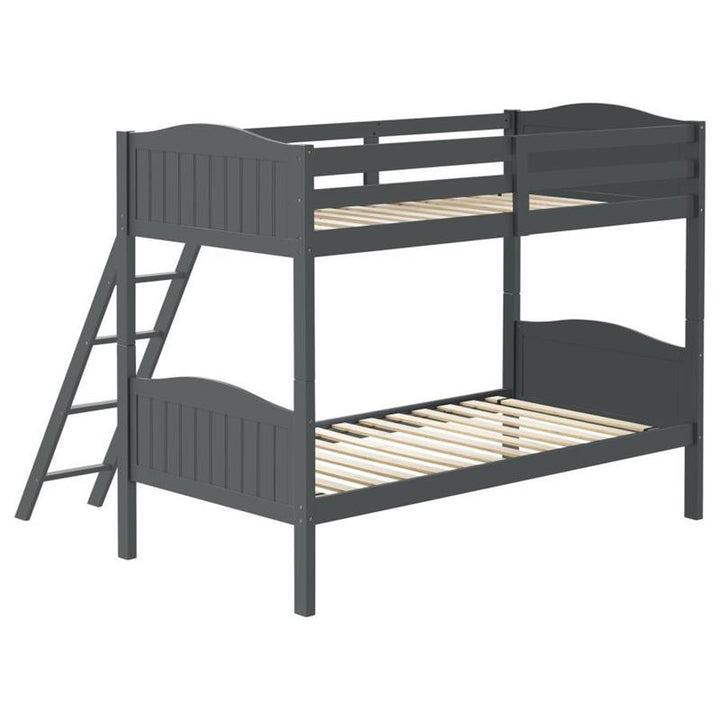 Arlo Twin Over Twin Bunk Bed with Ladder Grey (405053GRY)