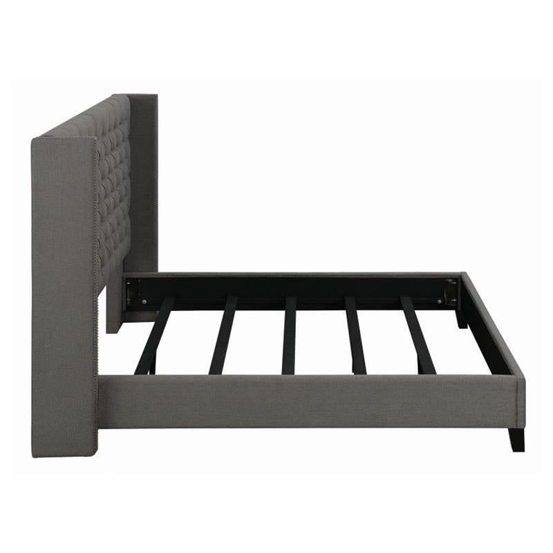 Bancroft Demi-wing Upholstered Full Bed Grey (301405F)