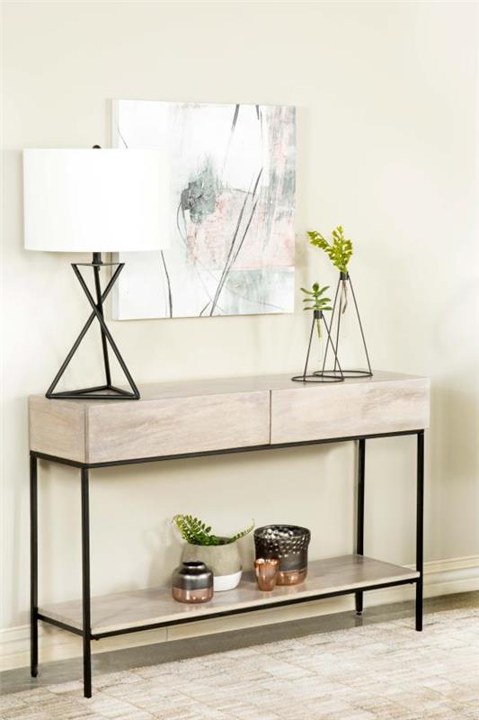 Rubeus 2-drawer Console Table with Open Shelf White Washed (959541)