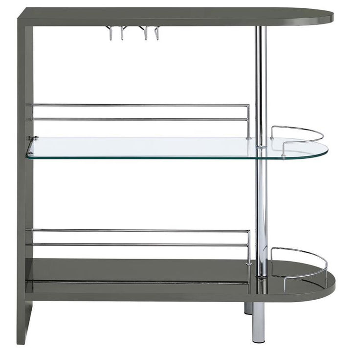 Adolfo 3-tier Bar Table Glossy Grey and Clear (101073)