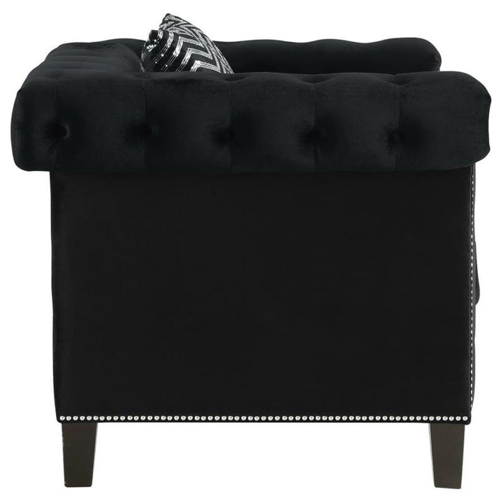 Reventlow Upholstered Tufted Living Room Set Black (505817-S3)