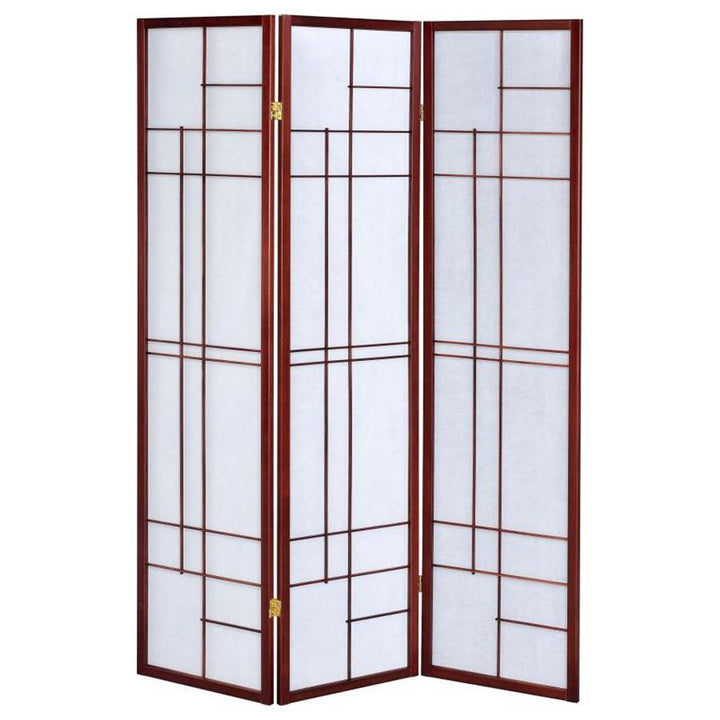 Katerina 3-panel Folding Floor Screen White and Cherry (900110)