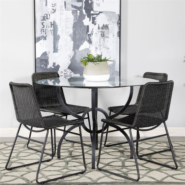 Aviano Round 5-piece Dining Set Gunmetal and Brown (108291-S5A)