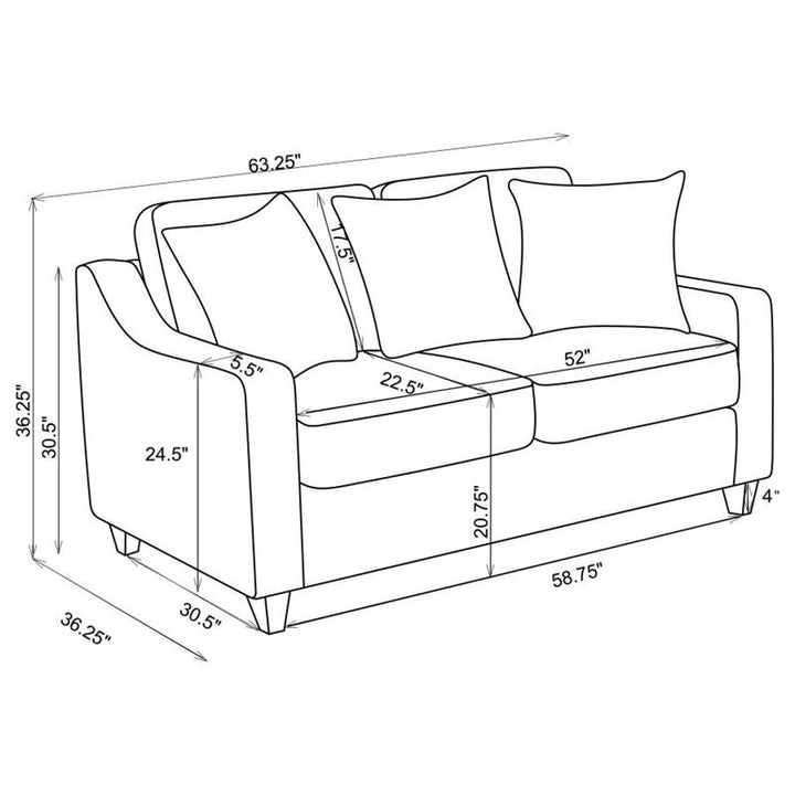 Christine Upholstered Cushion Back Loveseat Beige (552062)