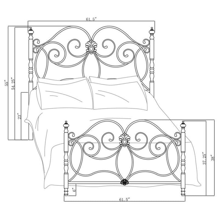 London Queen Metal Scroll Bed Dark Bronze (300258Q)