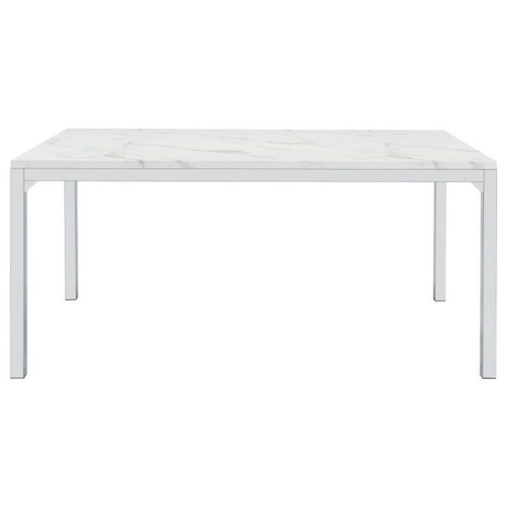 Athena Rectangle Dining Table with Marble Top Chrome (110101)