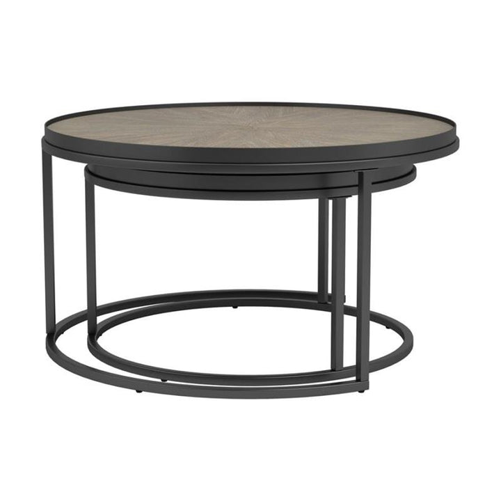 Rodrigo 2-piece Round Nesting Tables Weathered Elm (931215)