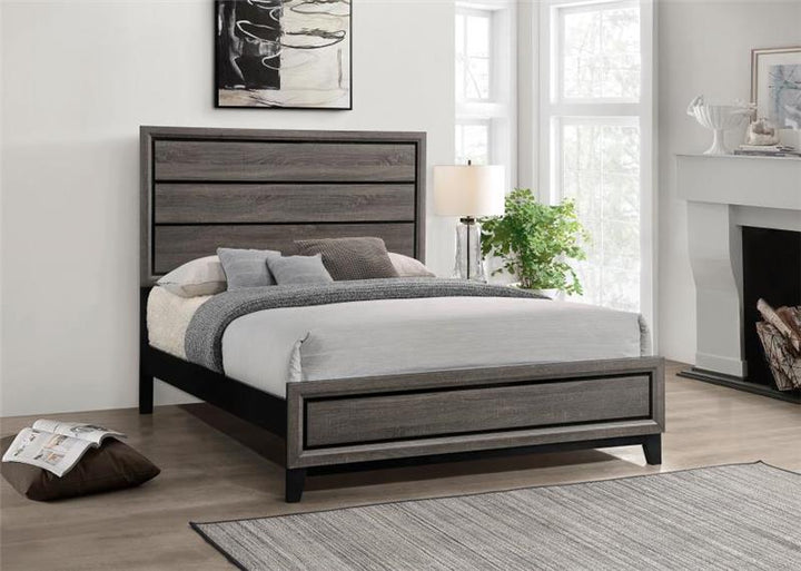Watson California King Panel Bed Grey Oak and Black (212421KW)