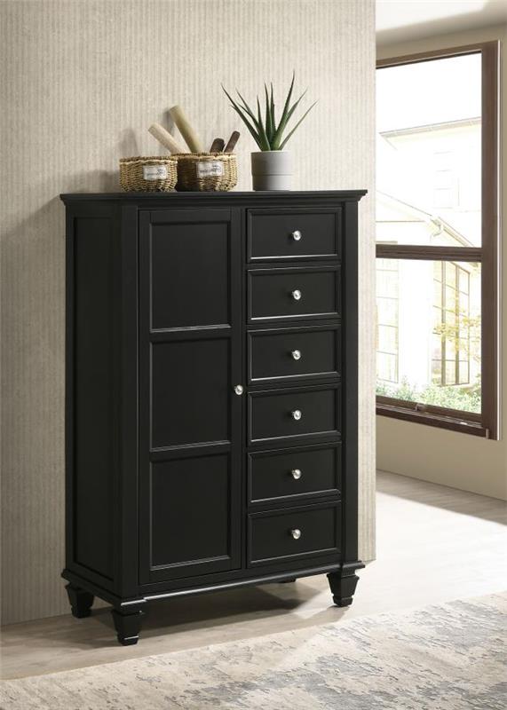 Sandy Beach Door Chest with Concealed Storage Black (201328)