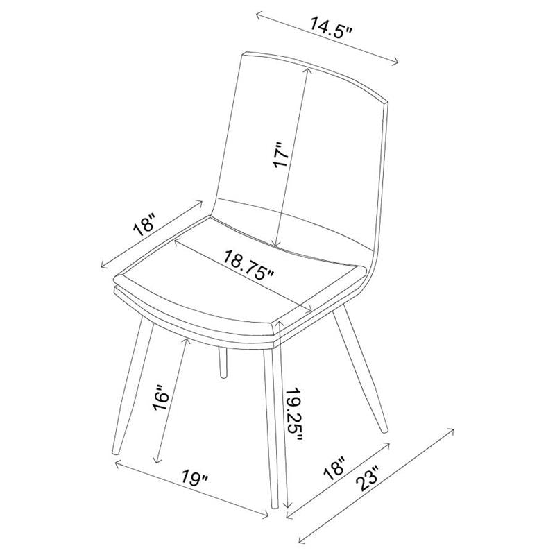 Ortega Padded Seat Solid Back Dining Side Chair Coffee and Black (Set of 2) (115472)