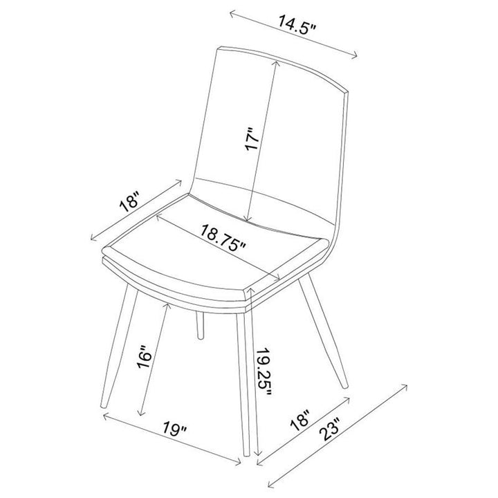 Ortega Padded Seat Solid Back Dining Side Chair Coffee and Black (Set of 2) (115472)