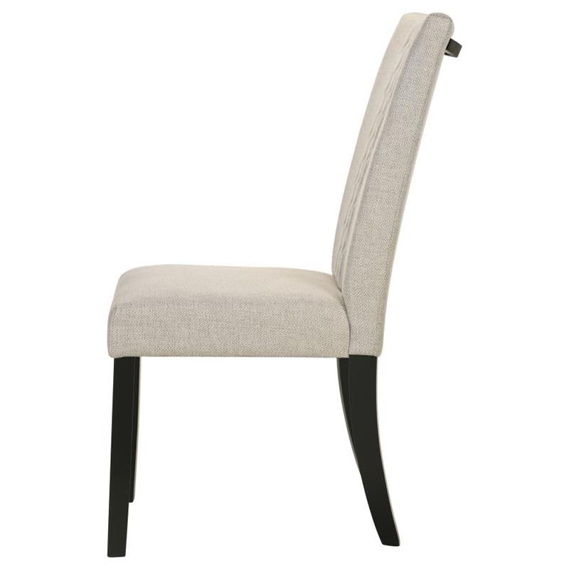 Malia Upholstered Solid Back Dining Side Chair Beige and Black (Set of 2) (122342)