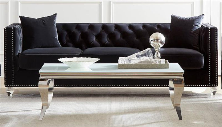 Delilah Upholstered Tufted Tuxedo Arm Sofa Black (509361)