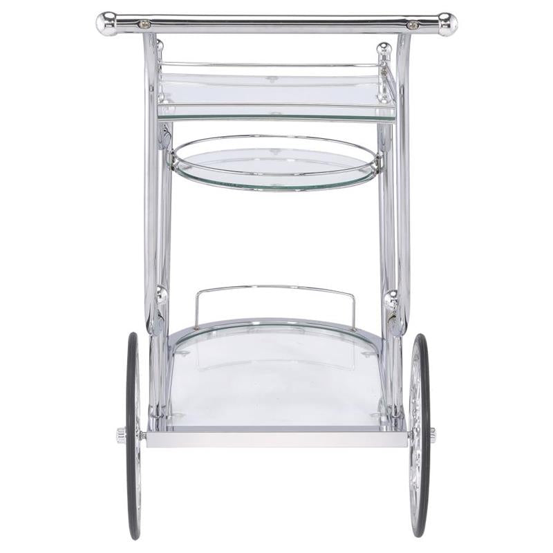 Sarandon 3-tier Serving Cart Chrome and Clear (910076)