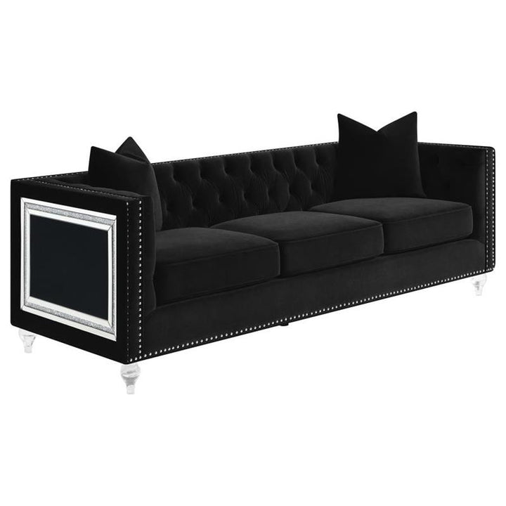 Delilah Upholstered Tufted Tuxedo Arm Sofa Black (509361)