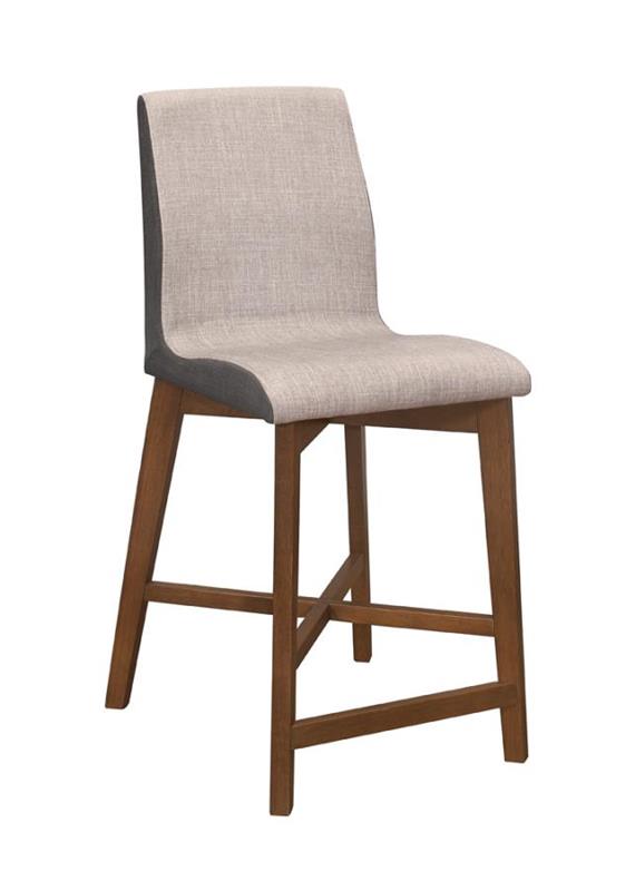 Logan Upholstered Counter Height Stools Light Grey and Natural Walnut (Set of 2) (106599)