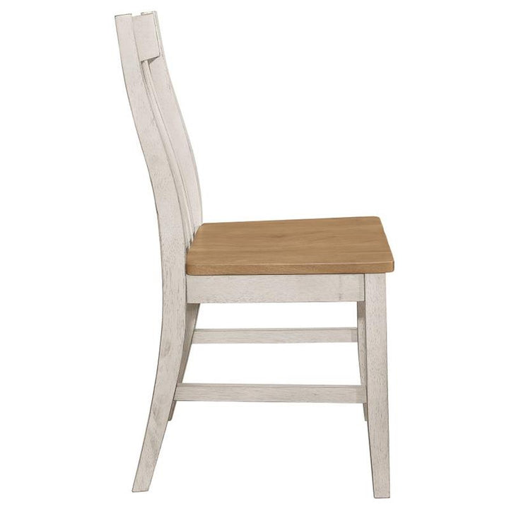 Kirby Slat Back Side Chair (Set of 2) Natural and Rustic Off White (192692)