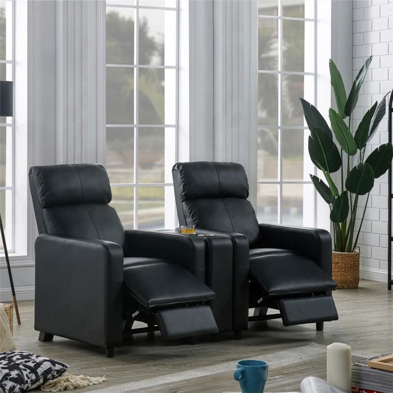 Toohey Home Theater Push Back Recliner Black (600181)