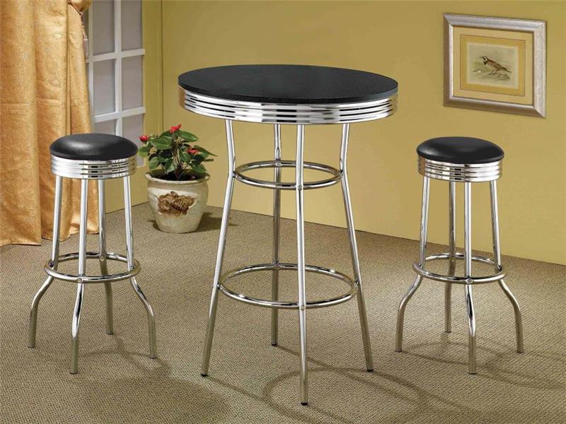 Theodore Round Bar Table Black and Chrome (2405)