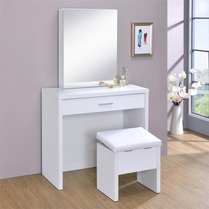 Harvey 2-piece Vanity Set with Lift-Top Stool White (300290)