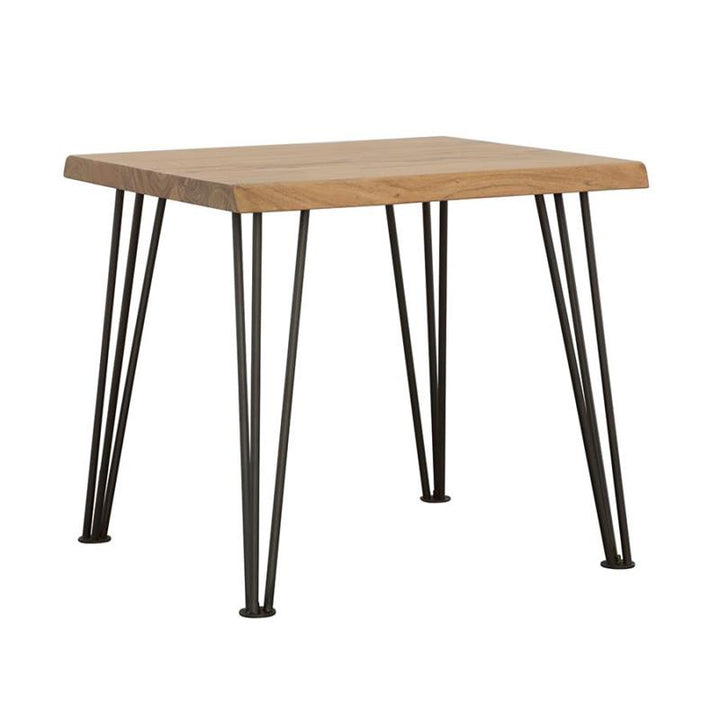 Zander End Table with Hairpin Leg Natural and Matte Black (723497)