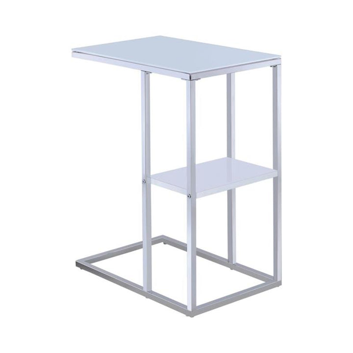Daisy 1-shelf Accent Table Chrome and White (904018)
