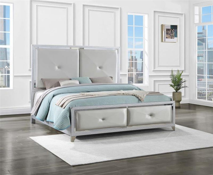 Larue Upholstered Tufted Eastern King Panel Bed Silver (224491KE)