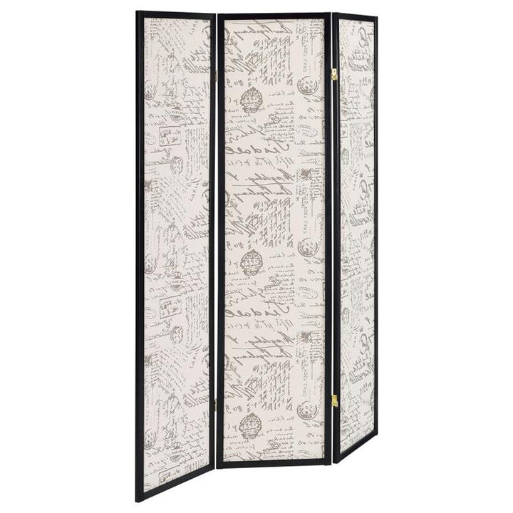 Felice 3-panel French Script Print Folding Screen Espresso (900074)