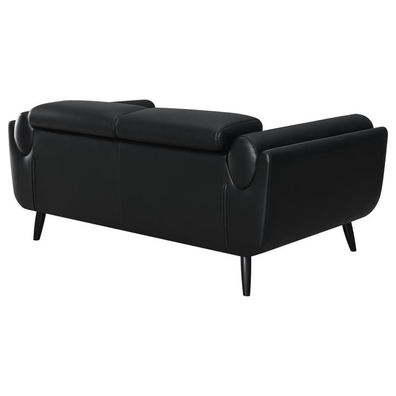 Shania Track Arms Loveseat with Tapered Legs Black (509922)