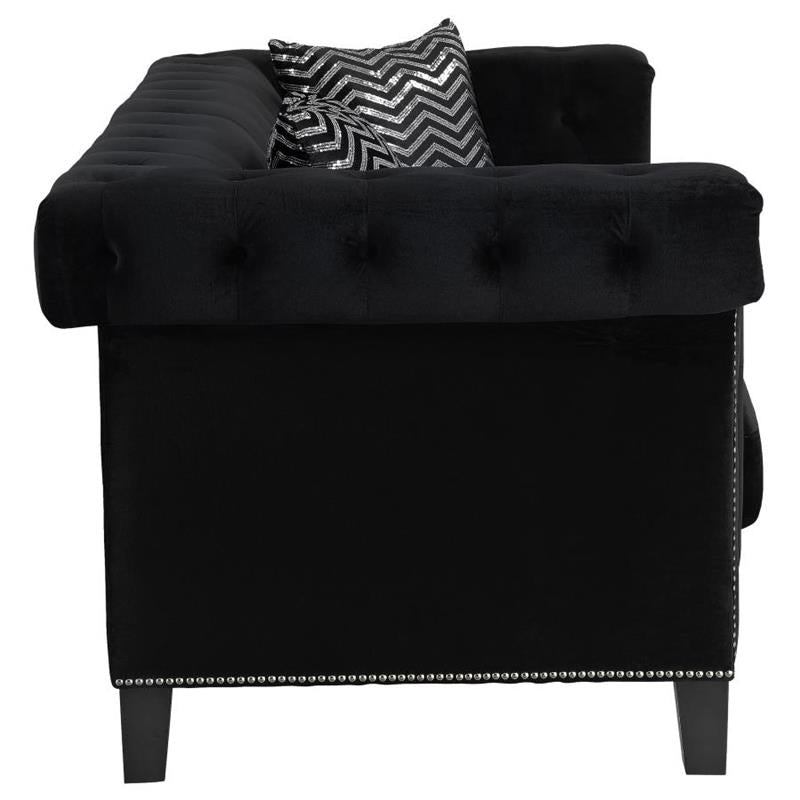 Reventlow Upholstered Tufted Living Room Set Black (505817-S3)