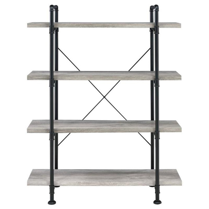 Delray 4-tier Open Shelving Bookcase Grey Driftwood and Black (804406)