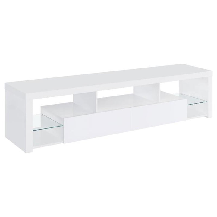 Jude 2-drawer 71" TV Stand With Shelving White High Gloss (704251)