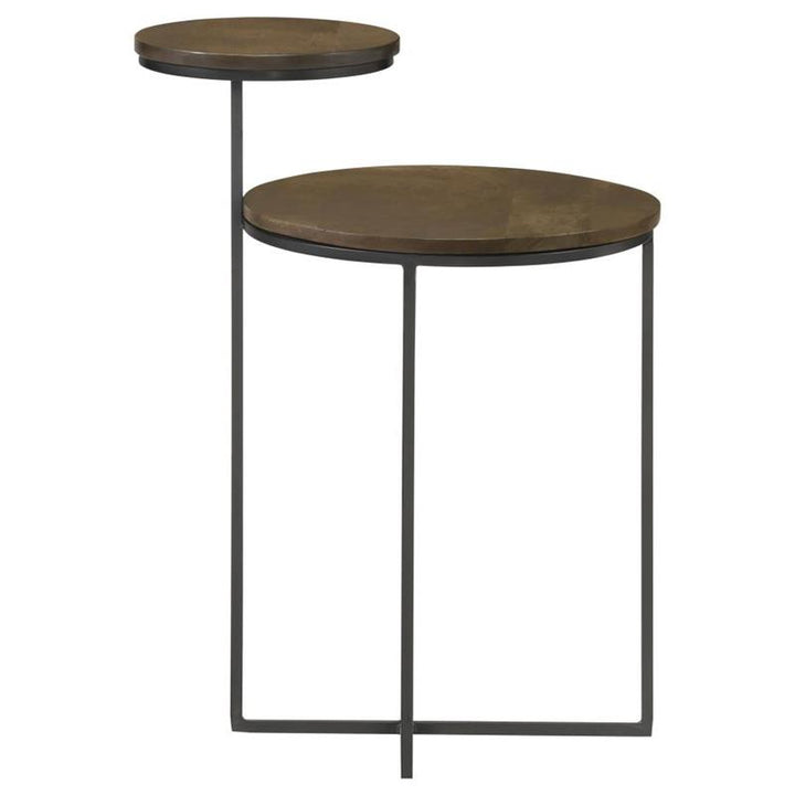 Yael Round Accent Table Natural and Gunmetal (935980)