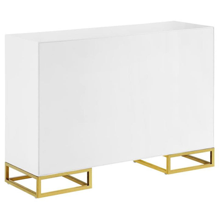 Elsa 2-door Accent Cabinet with Adjustable Shelves White and Gold (959594)