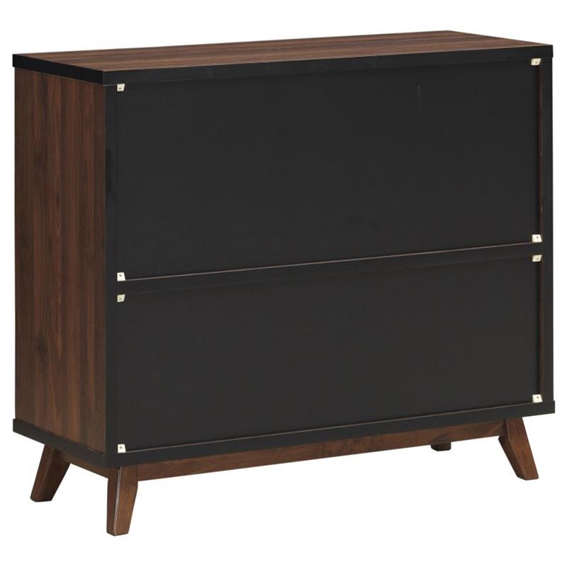 Ezekiel Wine Cabinet with 2 Sliding Doors Walnut and Black (182873)