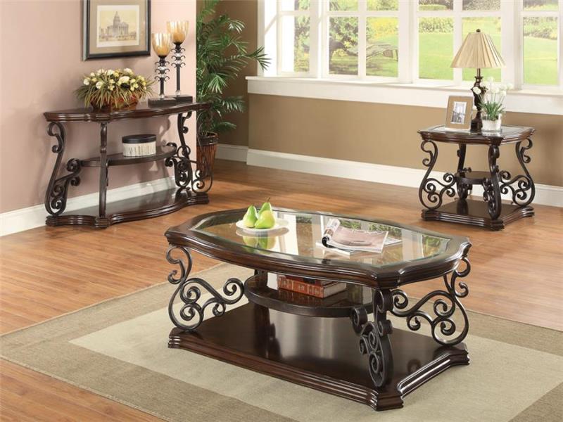 Laney Sofa Table Deep Merlot and Clear (702449)