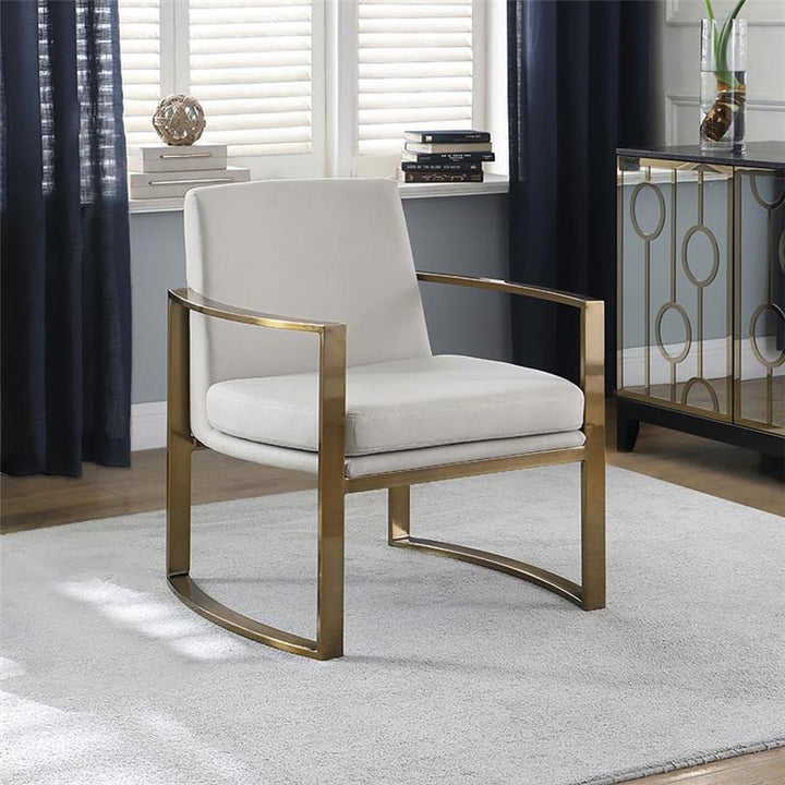 Cory Concave Metal Arm Accent Chair Cream and Bronze (903048)