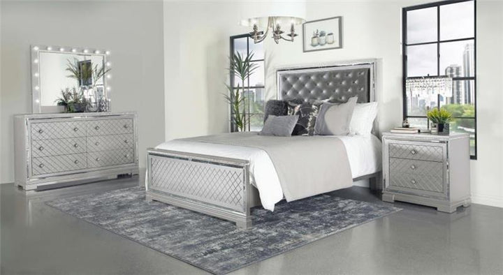 Eleanor Upholstered Tufted Bedroom Set Metallic (223461Q-S4)