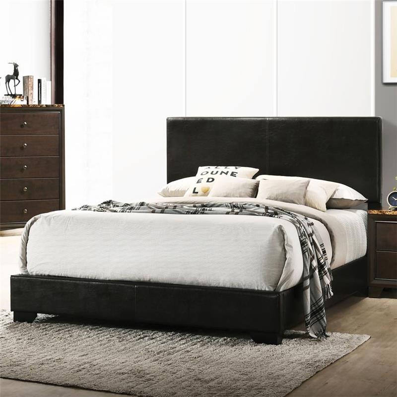 Conner California King Upholstered Panel Bed Black (300260KW)