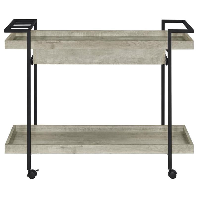 Ventura 2-tier Bar Cart with Storage Drawer Grey Driftwood (181005)