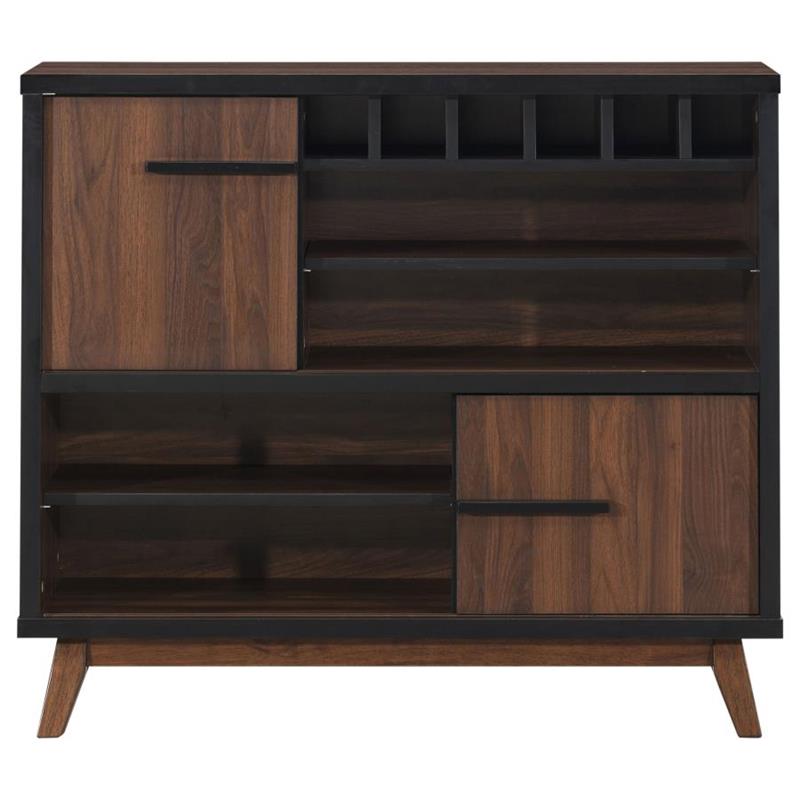 Ezekiel Wine Cabinet with 2 Sliding Doors Walnut and Black (182873)