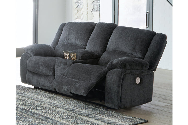 Draycoll Power Reclining Loveseat with Console (7650496)