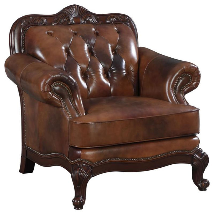 Victoria Rolled Arm Chair Tri-tone and Brown (500683)